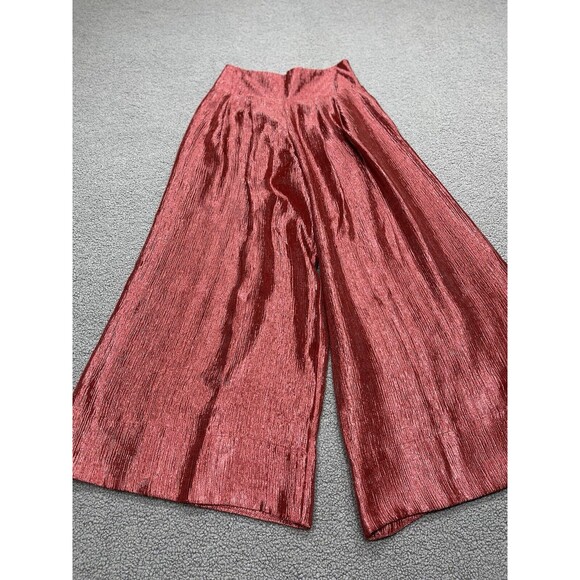 Free People Red Wide Leg Palazzo PANTS - Picture 2 of 10